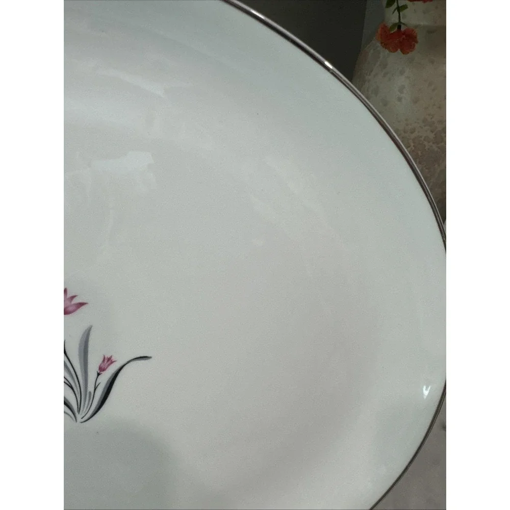 Vintage Syracuse China Alpine Serving Platter Pink‎ Floral Made USA 12 Inch Oval
